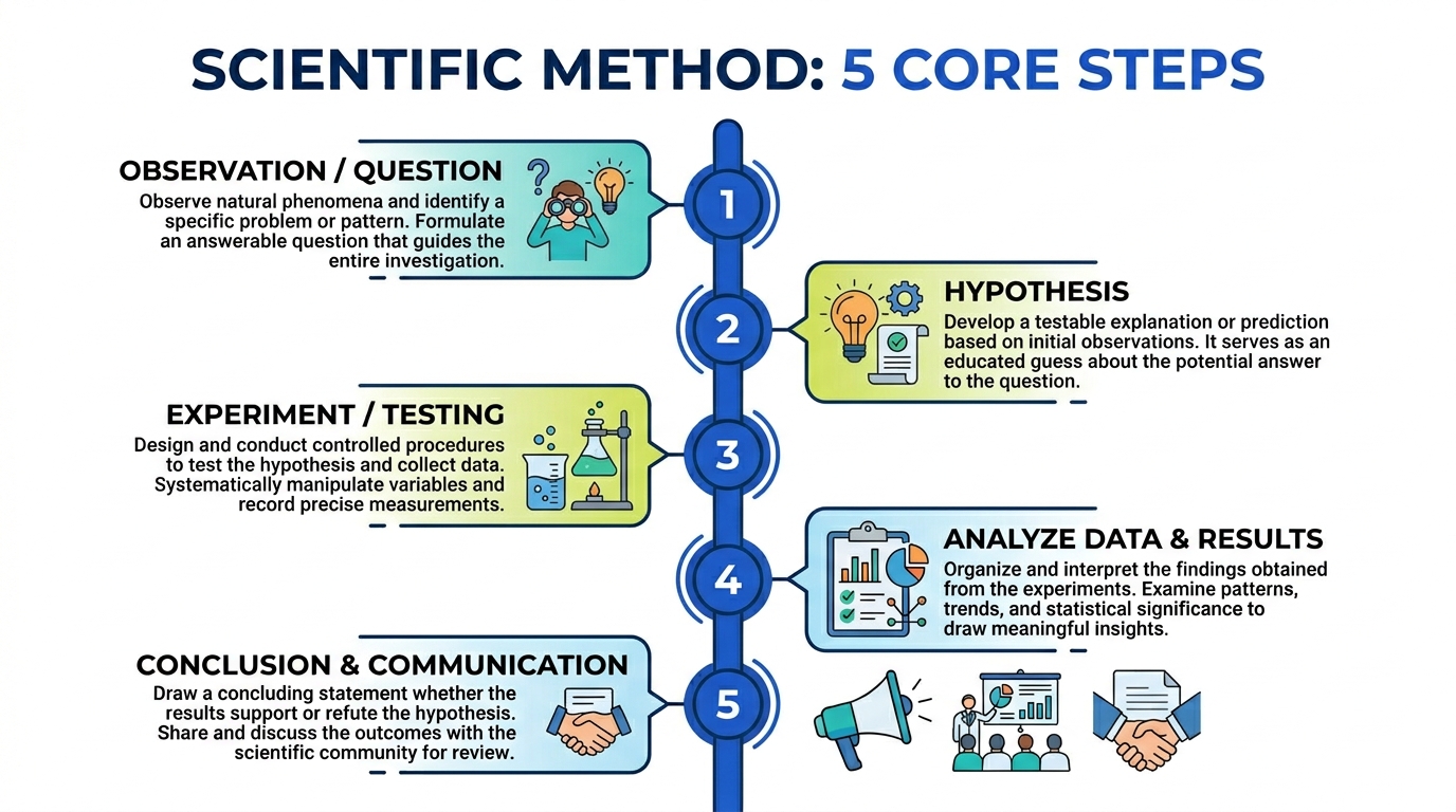 AI-generated educational infographic with labeled steps
